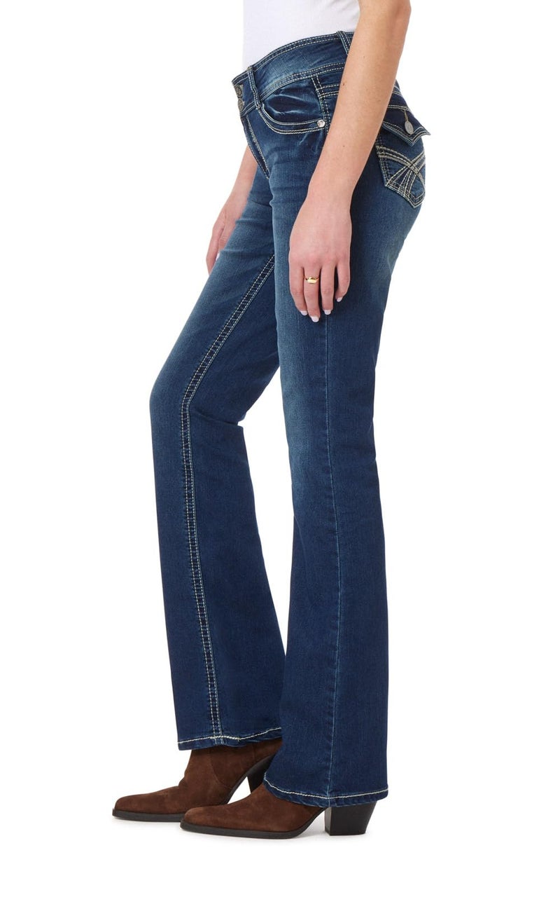 WallFlower Women's InstaStretch Luscious Curvy Bootcut Jeans, Heidi, 9 Long - Image 3